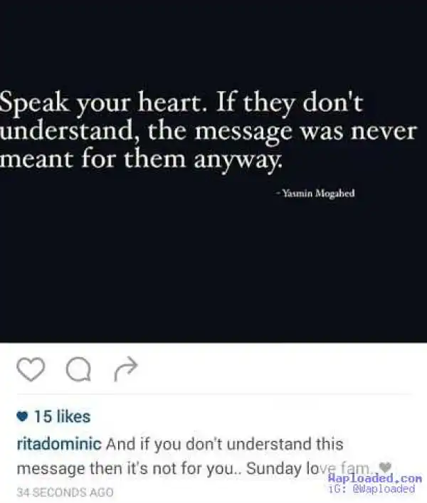 See What Actress Rita Dominic Wrote 